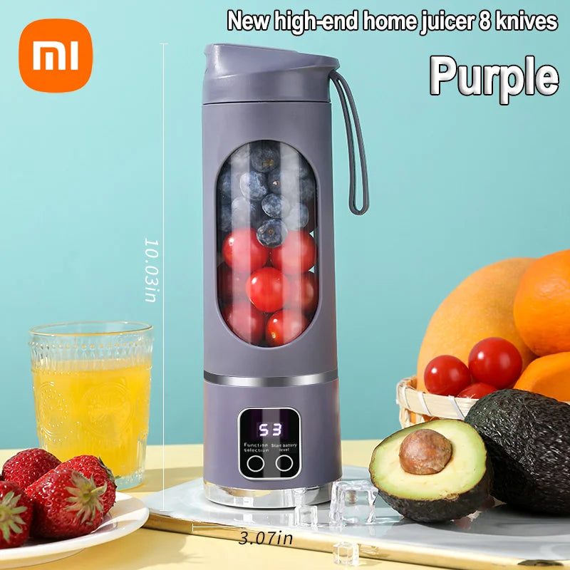 Xiaomi 450ml Fruit Juicer 8 Blades 3 Speeds USB Rechargeable Adjustable Double Lid Design Durable Ice Crusher Portable Blender