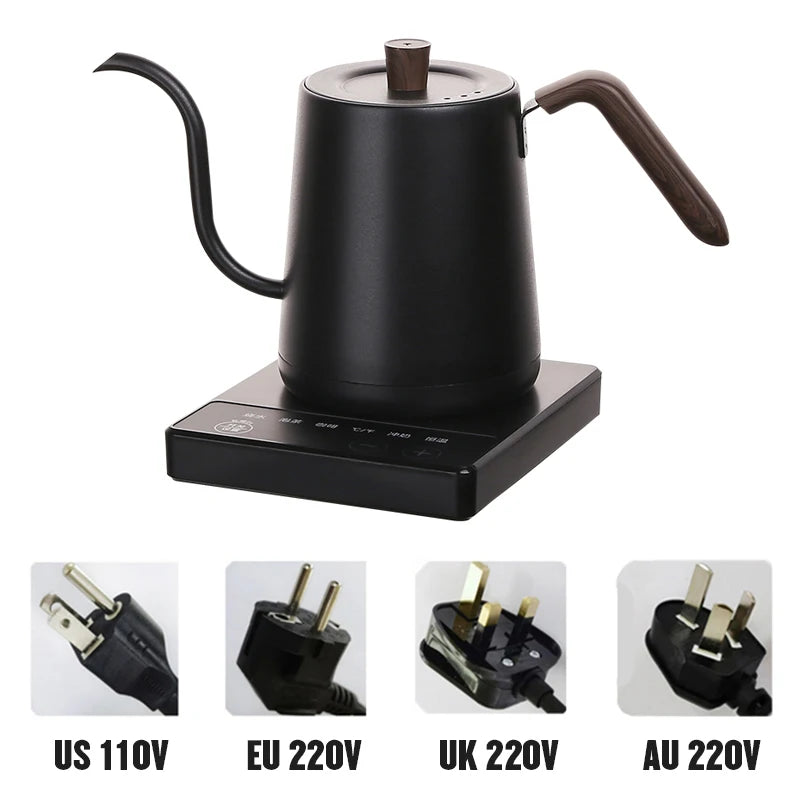 Gooseneck Electric Kettle 800ml Hand Brew Coffee Pot Smart Teapot Temperature Control Pot 1000W Rapid Heating Kettle 110V/220V