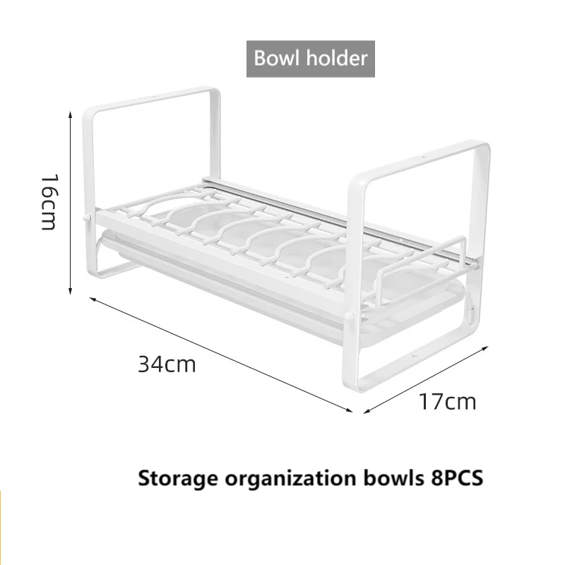 Dish Drain Shelf Stackable Drawer Bowls and Plates Organizer Rack Countertops Drain Shelf Cabinets Sink Cutlery Storage Shelf