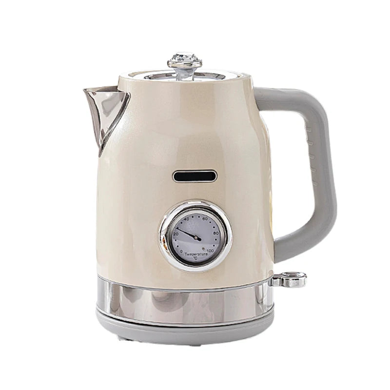 DMWD 220V Retro Electric Kettle With Thermometer 1.7L Large Capacity Water Fast Boiling Teapot  Stainless Steel Linner Kettles