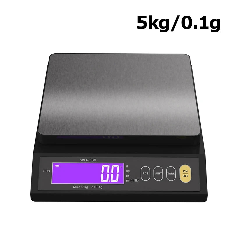 5kg/0.1g 10kg/1g Digital Electronic Kitchen Scale LCD Display Fully Waterproof Stainless Steel Measuring Weighing Baking Tool