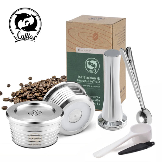 Reusable stainless steel coffee capsule kitchen reusable coffee capsule cup filter compatible with Delta Q coffee accessories