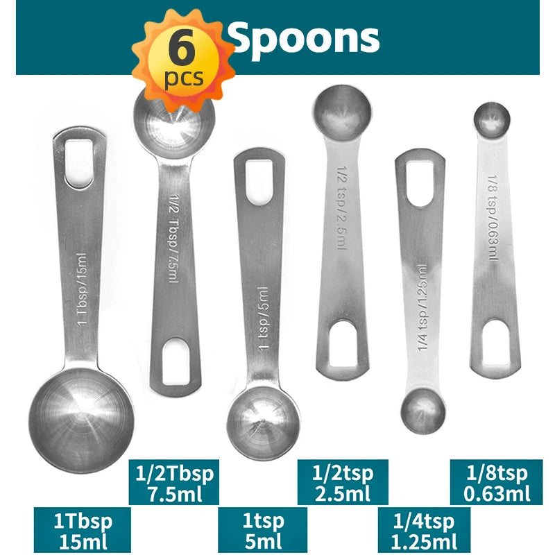 Measuring Cups & Spoons Set - Premium Stainless Steel Measuring Cups and Measuring Spoons for Dry and Liquid Ingredient