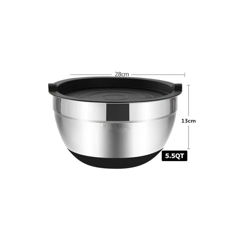 LMETJMA Mixing Bowls with Lids and Non Slip Bases Stainless Steel Mixing Bowls Set for Baking Nesting Storage Bowls JT227