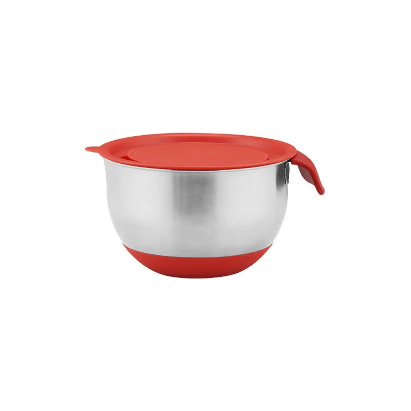 Thicked Stainless Steel Mixing Bowl with Lid Non-Slip Bottom Salad Egg Beater Bowls Food Container Basin Kitchen Tools