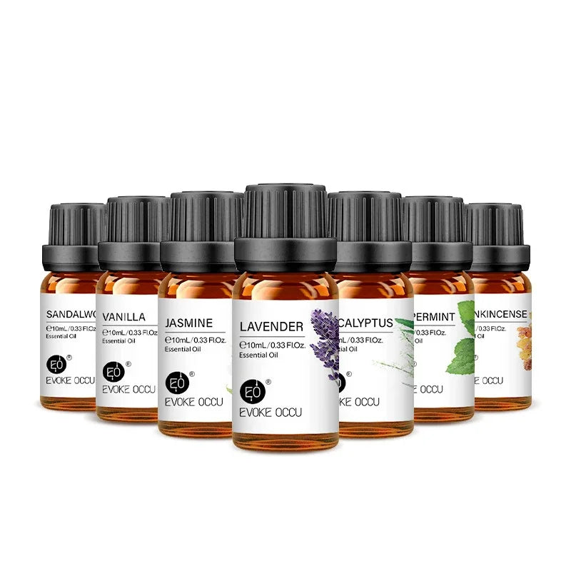 10ML Essential Oils for Diffuser Humidifier Aroma Oil Vanilla Eucalyptus Jasmine Rose Lavender Rosemary Peppermint Tea Tree