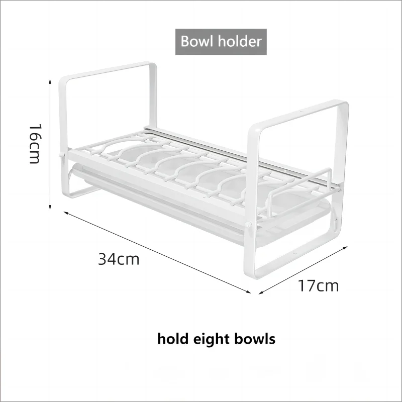 Dish Drain Shelf Stackable Drawer Bowls and Plates Organizer Rack Countertops Drain Shelf Cabinets Sink Cutlery Storage Shelf