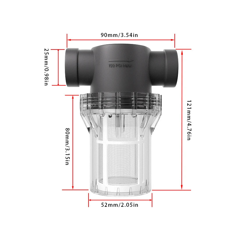 3/4inch internal thread filter, 20 water pipes, 304 stainless steel filter, pre filter, tap water pipe filter, plastic transpare