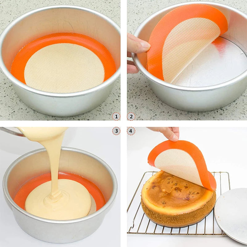 LMETJMA Round Silicone Baking Mats Easy Clean Non-Stick Food Grade Reusable Baking Mats For Oven Macarons Cookies JT27