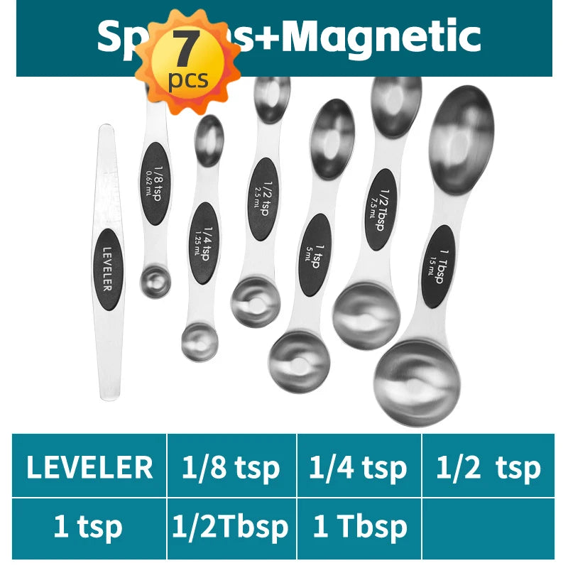 Measuring Cups & Spoons Set - Premium Stainless Steel Measuring Cups and Measuring Spoons for Dry and Liquid Ingredient