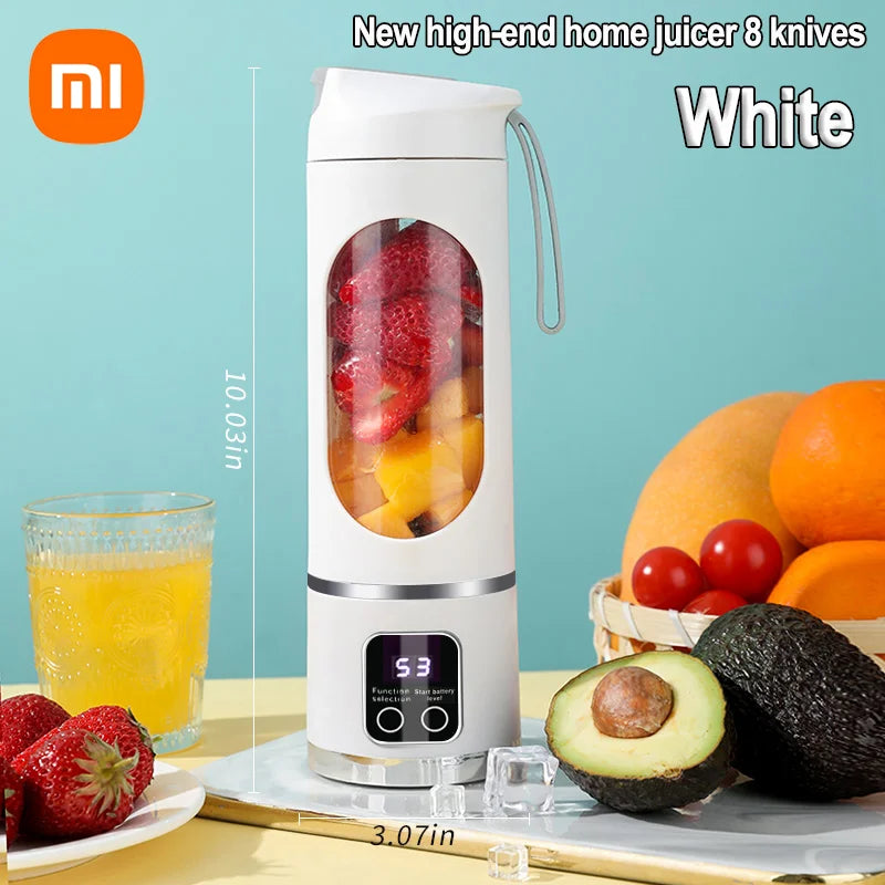 Xiaomi 450ml Fruit Juicer 8 Blades 3 Speeds USB Rechargeable Adjustable Double Lid Design Durable Ice Crusher Portable Blender