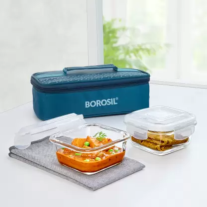 Teal - Square, Horizontal 2 Containers Lunch Box